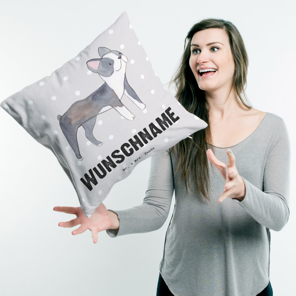 Personalisiertes Kissen Boston Terrier Lebensretter Kissen, personalisiert, Name, Wunschname, bedrucken, Kopfkissen, Hund, Hunderasse, Rassehund, Hundebesitzer, Geschenk, Tierfreund, Schenken, Welpe, Boston Terrier