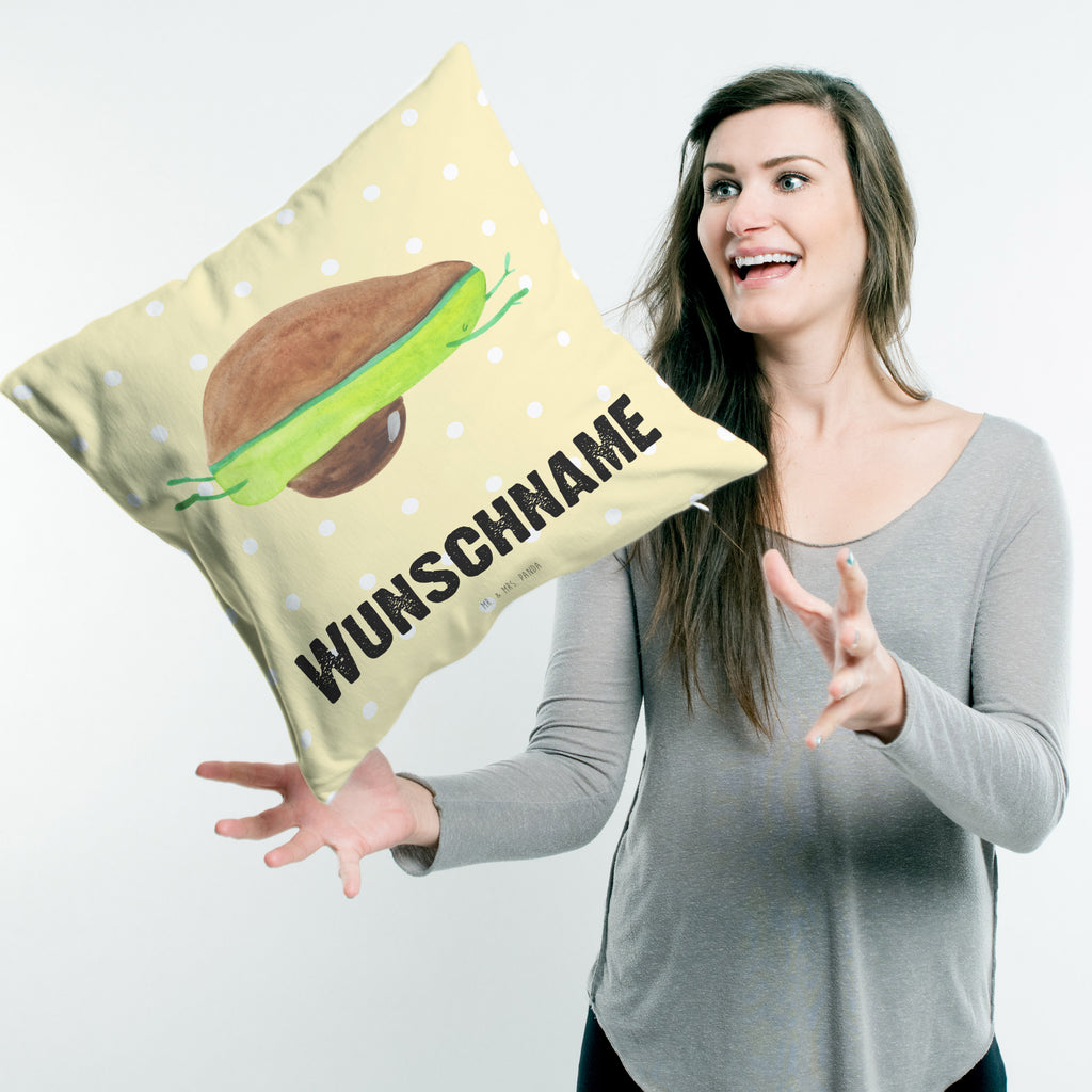 Personalisiertes Kissen Avocado Yoga Kissen, personalisiert, Name, Wunschname, bedrucken, Kopfkissen, Avocado, Veggie, Vegan, Gesund, Avocado Yoga Vegan