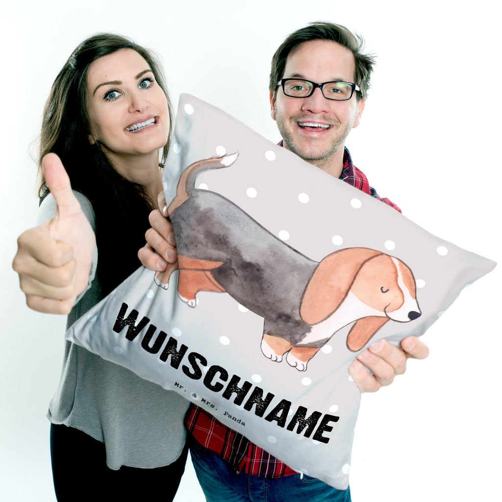 Personalisiertes Kissen Basset Hound Lebensretter Kissen, personalisiert, Name, Wunschname, bedrucken, Kopfkissen, Hund, Hunderasse, Rassehund, Hundebesitzer, Geschenk, Tierfreund, Schenken, Welpe, Basset Hound, Basset