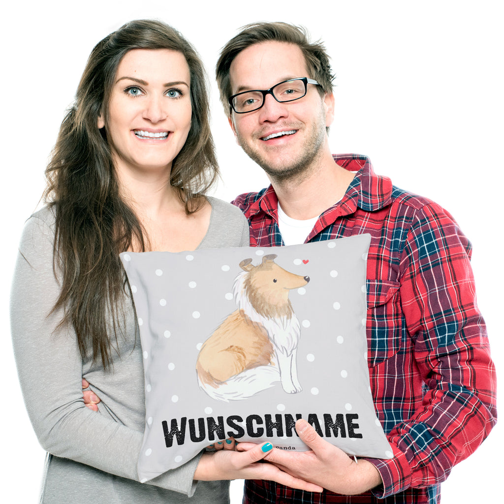 Personalisiertes Kissen Langhaar Collie Moment Kissen, personalisiert, Name, Wunschname, bedrucken, Kopfkissen, Hund, Hunderasse, Rassehund, Hundebesitzer, Geschenk, Tierfreund, Schenken, Welpe, Langhaar Collie, britischer Hütehund