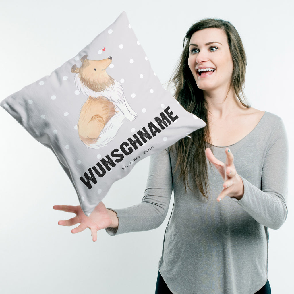 Personalisiertes Kissen Langhaar Collie Moment Kissen, personalisiert, Name, Wunschname, bedrucken, Kopfkissen, Hund, Hunderasse, Rassehund, Hundebesitzer, Geschenk, Tierfreund, Schenken, Welpe, Langhaar Collie, britischer Hütehund