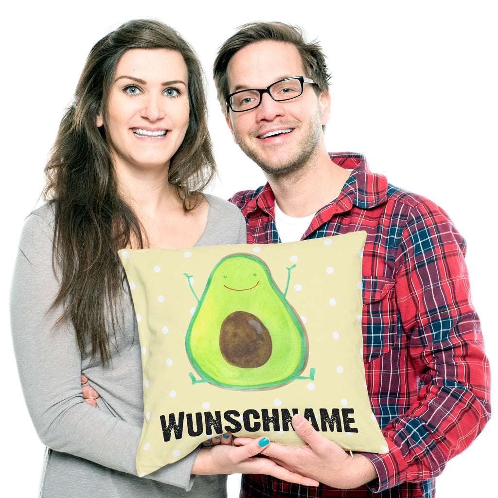 Personalisiertes Kissen Avocado Happy Kissen, personalisiert, Name, Wunschname, bedrucken, Kopfkissen, Avocado, Veggie, Vegan, Gesund, Chaos