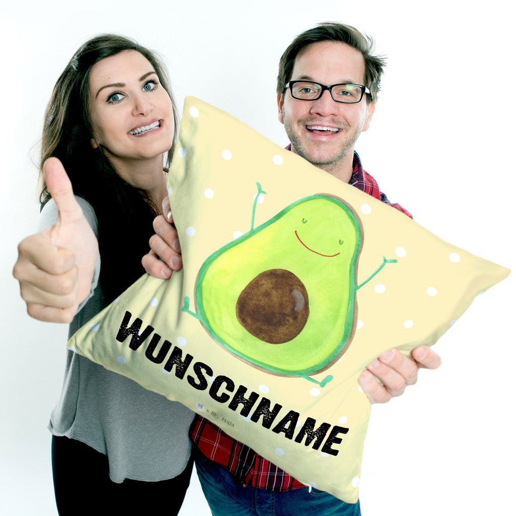 Personalisiertes Kissen Avocado Happy Kissen, personalisiert, Name, Wunschname, bedrucken, Kopfkissen, Avocado, Veggie, Vegan, Gesund, Chaos