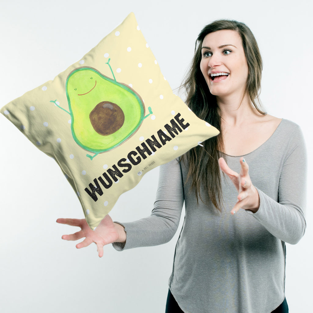 Personalisiertes Kissen Avocado Happy Kissen, personalisiert, Name, Wunschname, bedrucken, Kopfkissen, Avocado, Veggie, Vegan, Gesund, Chaos