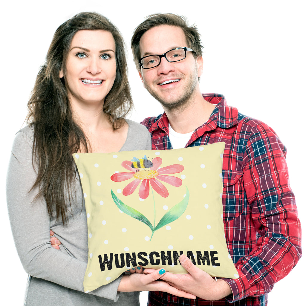 Personalisiertes Kissen Hummel Blume Kissen, personalisiert, Name, Wunschname, bedrucken, Kopfkissen, Tiermotive, Gute Laune, lustige Sprüche, Tiere, Hummel, Blume, Wespe, Flauschig, Natur, Feld, Hummeln, Biene