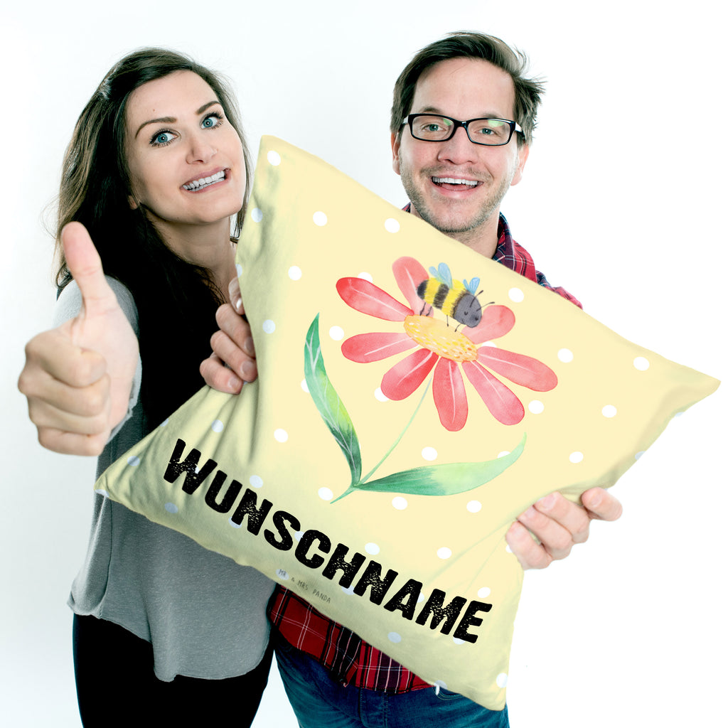 Personalisiertes Kissen Hummel Blume Kissen, personalisiert, Name, Wunschname, bedrucken, Kopfkissen, Tiermotive, Gute Laune, lustige Sprüche, Tiere, Hummel, Blume, Wespe, Flauschig, Natur, Feld, Hummeln, Biene