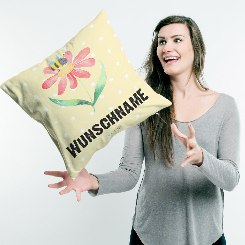 Personalisiertes Kissen Hummel Blume Kissen, personalisiert, Name, Wunschname, bedrucken, Kopfkissen, Tiermotive, Gute Laune, lustige Sprüche, Tiere, Hummel, Blume, Wespe, Flauschig, Natur, Feld, Hummeln, Biene