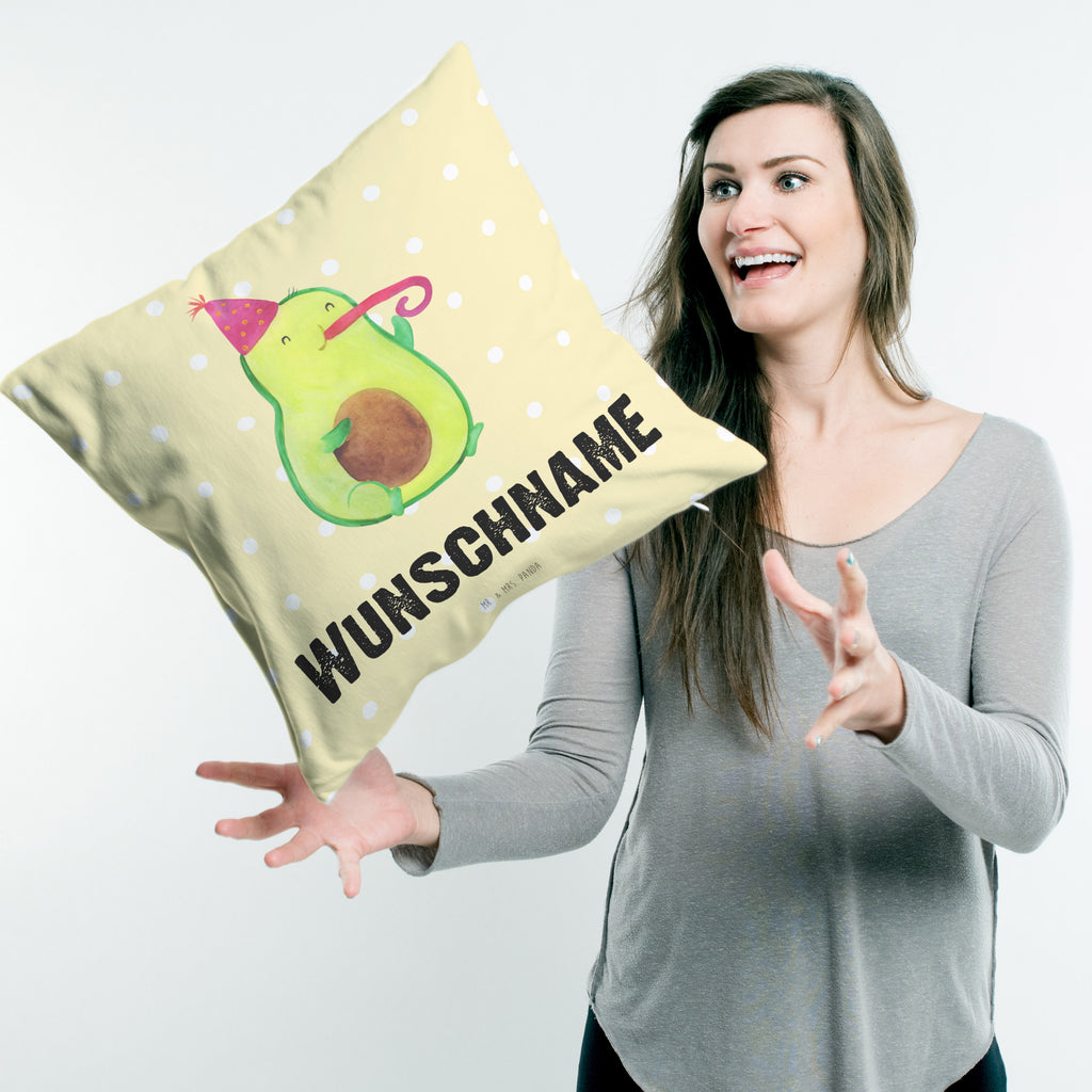 Personalisiertes Kissen Avocado Party Time Kissen, personalisiert, Name, Wunschname, bedrucken, Kopfkissen, Avocado, Veggie, Vegan, Gesund