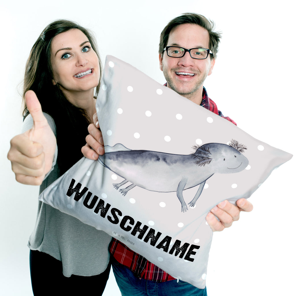 Personalisiertes Kissen Axolotl schwimmt Kissen, personalisiert, Name, Wunschname, bedrucken, Kopfkissen, Axolotl, Molch, Axolot, Schwanzlurch, Lurch, Lurche, Problem, Probleme, Lösungen, Motivation