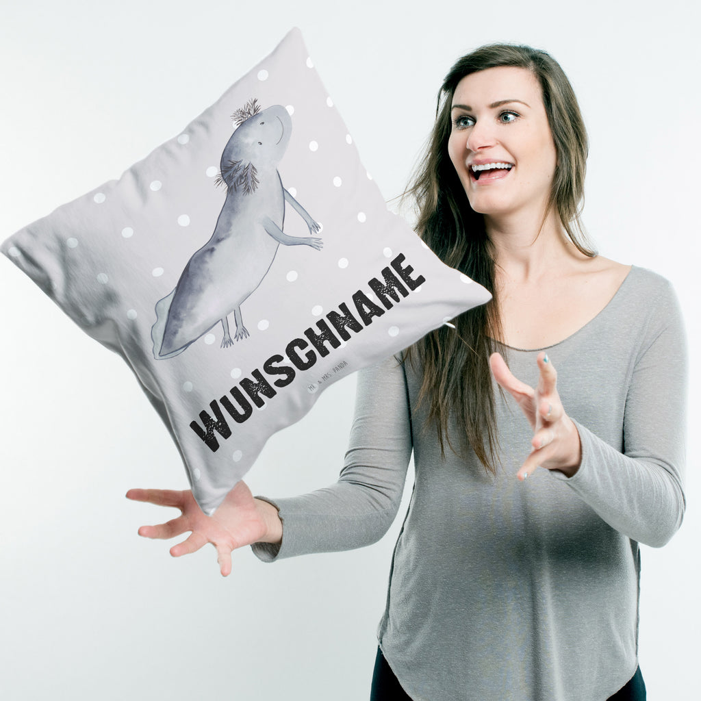 Personalisiertes Kissen Axolotl schwimmt Kissen, personalisiert, Name, Wunschname, bedrucken, Kopfkissen, Axolotl, Molch, Axolot, Schwanzlurch, Lurch, Lurche, Problem, Probleme, Lösungen, Motivation