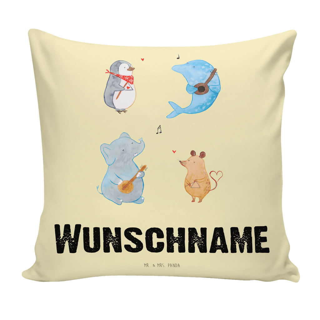 Personalisiertes Kissen Big Band Kissen, personalisiert, Name, Wunschname, bedrucken, Kopfkissen, süße Tiermotive, gute Laune, lustige Sprüche, Tiere, Hund, Pinguin, Maus, Elefant, Delfin, Gitarre, Band, Triangel, Musikanten, Musik