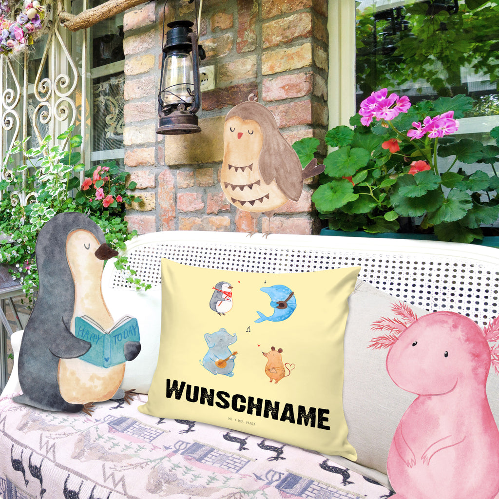 Personalisiertes Kissen Big Band Kissen, personalisiert, Name, Wunschname, bedrucken, Kopfkissen, süße Tiermotive, gute Laune, lustige Sprüche, Tiere, Hund, Pinguin, Maus, Elefant, Delfin, Gitarre, Band, Triangel, Musikanten, Musik