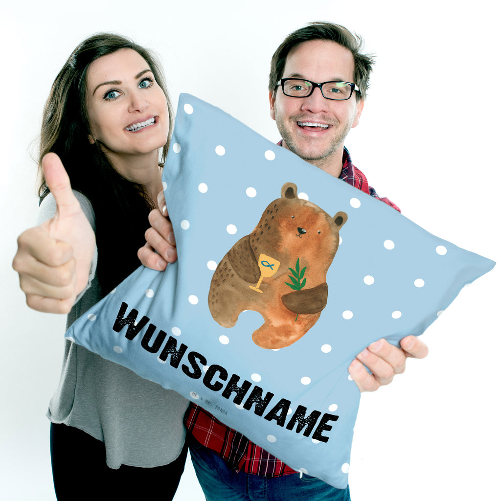Personalisiertes Kissen Konfirmation-Bär Kissen, personalisiert, Name, Wunschname, bedrucken, Kopfkissen, Bär, Teddy, Teddybär, Konfirmation, Kirche, evangelisch, Gottesdienst