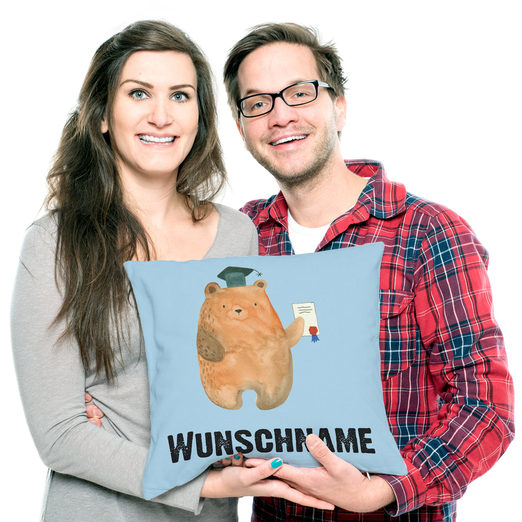 Personalisiertes Kissen Prüfungsbär Kissen, personalisiert, Name, Wunschname, bedrucken, Kopfkissen, Bär, Teddy, Teddybär, Abitur, Prüfungen, Prüfung bestanden, Abschluss, Zeugnis, Abschlusszeugnis