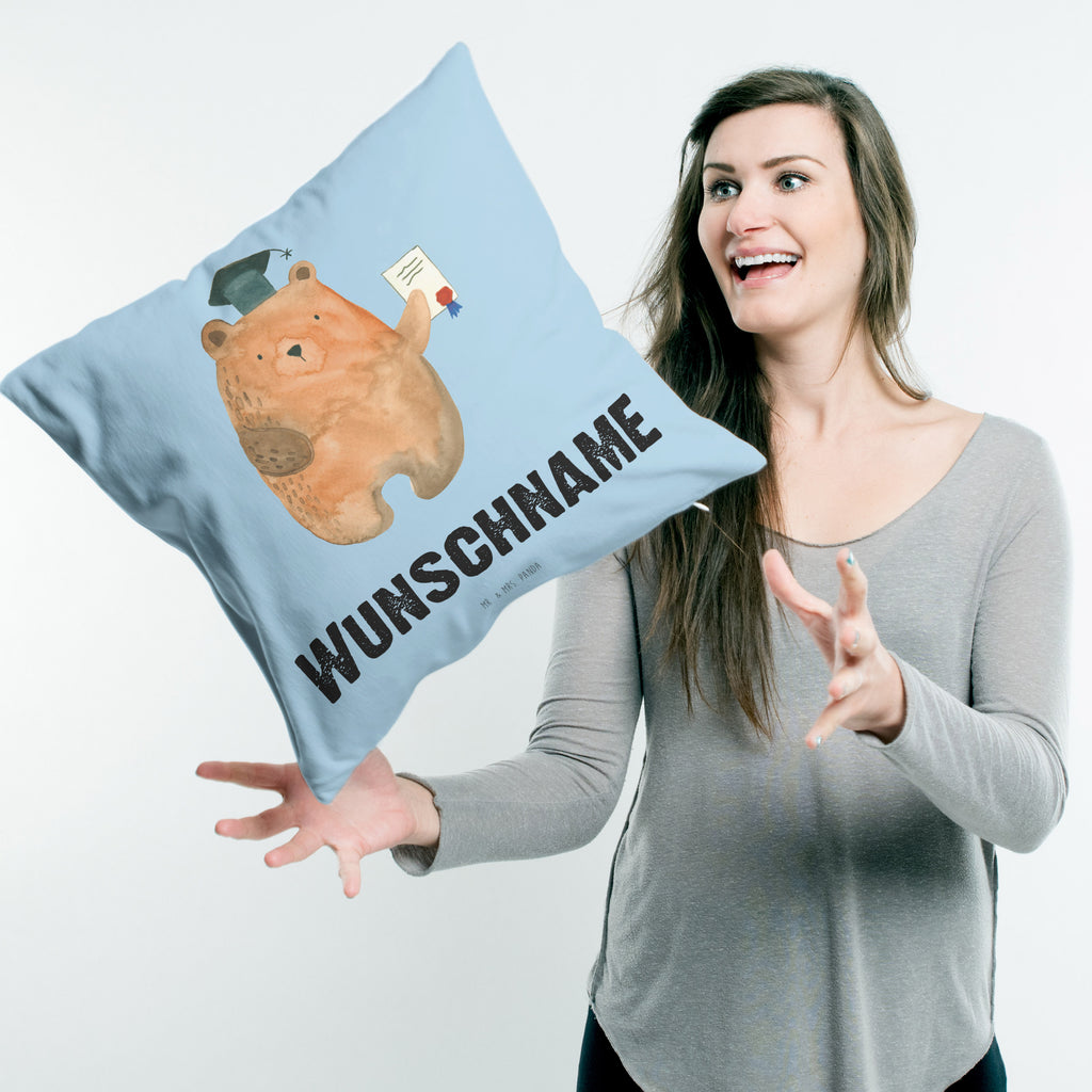 Personalisiertes Kissen Prüfungsbär Kissen, personalisiert, Name, Wunschname, bedrucken, Kopfkissen, Bär, Teddy, Teddybär, Abitur, Prüfungen, Prüfung bestanden, Abschluss, Zeugnis, Abschlusszeugnis