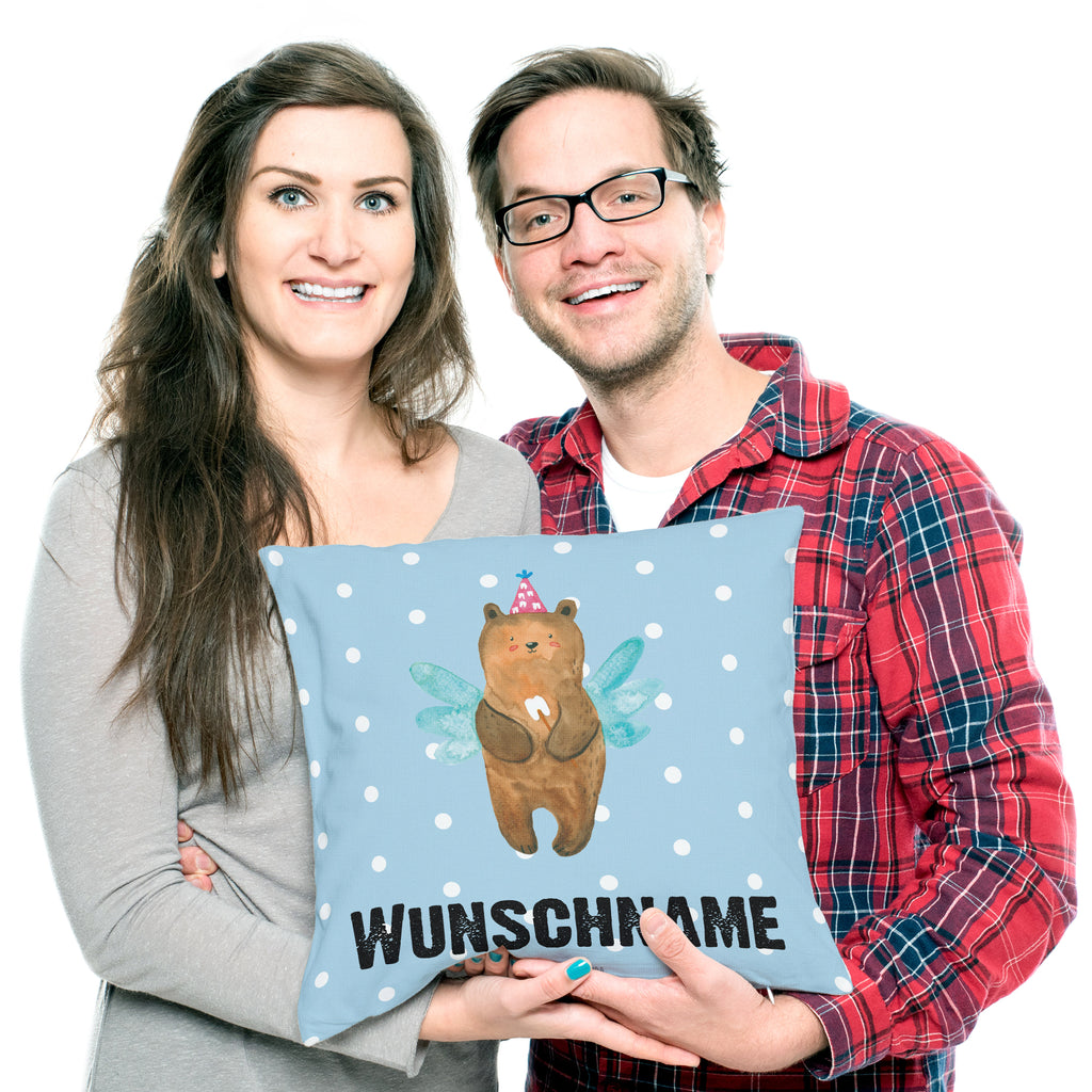 Personalisiertes Kissen Zahnfee Bär Kissen, personalisiert, Name, Wunschname, bedrucken, Kopfkissen, Bär, Teddy, Teddybär, Zahnfee, Fee, Milchzahn, Erster Zahn