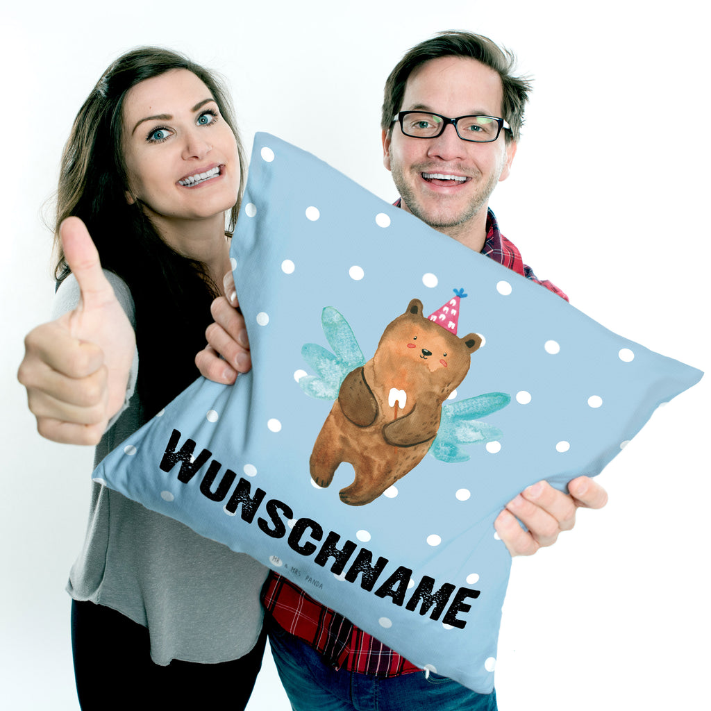 Personalisiertes Kissen Zahnfee Bär Kissen, personalisiert, Name, Wunschname, bedrucken, Kopfkissen, Bär, Teddy, Teddybär, Zahnfee, Fee, Milchzahn, Erster Zahn