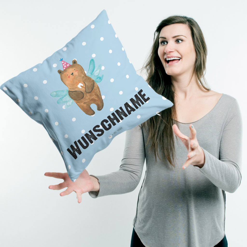 Personalisiertes Kissen Zahnfee Bär Kissen, personalisiert, Name, Wunschname, bedrucken, Kopfkissen, Bär, Teddy, Teddybär, Zahnfee, Fee, Milchzahn, Erster Zahn