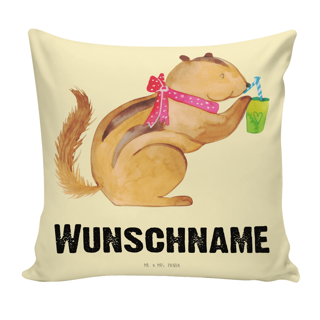 Personalisiertes Kissen Eichhörnchen Smoothie Kissen, personalisiert, Name, Wunschname, bedrucken, Kopfkissen, süße Tiermotive, gute Laune, lustige Sprüche, Tiere, Green Smoothies, Diät, Abnehmen, Streifenhörnchen, Eichhörnchen