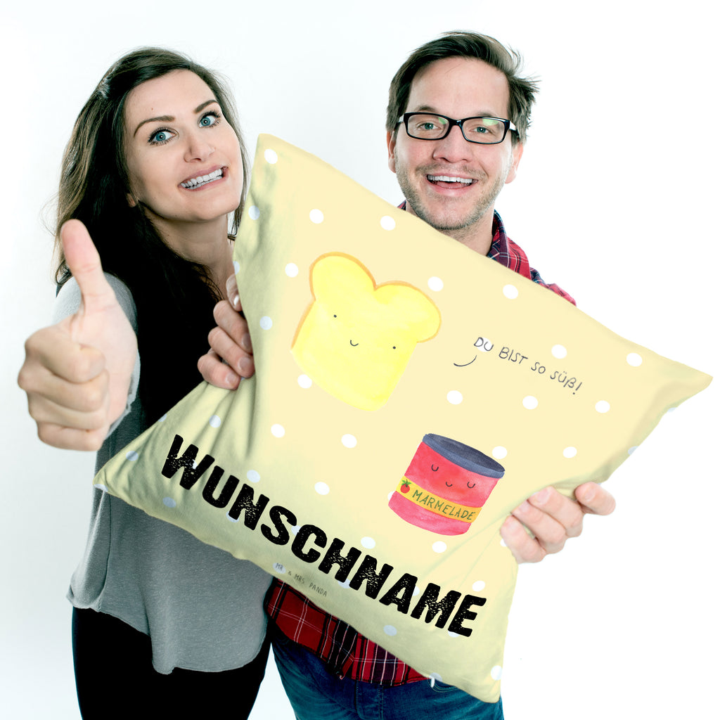 Personalisiertes Kissen Toast & Marmelade Kissen, personalisiert, Name, Wunschname, bedrucken, Kopfkissen, süße Tiermotive, gute Laune, lustige Sprüche, Tiere, Toast, Marmelade, Dreamteam, süße Postkarte, süß, Küche Deko, Küche Spruch, Frühstück Einladung, Brot, Toastbrot