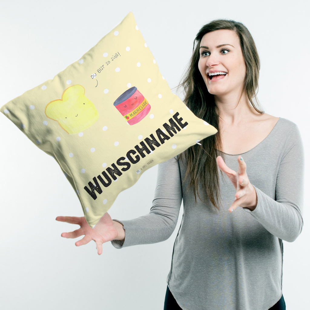 Personalisiertes Kissen Toast & Marmelade Kissen, personalisiert, Name, Wunschname, bedrucken, Kopfkissen, süße Tiermotive, gute Laune, lustige Sprüche, Tiere, Toast, Marmelade, Dreamteam, süße Postkarte, süß, Küche Deko, Küche Spruch, Frühstück Einladung, Brot, Toastbrot