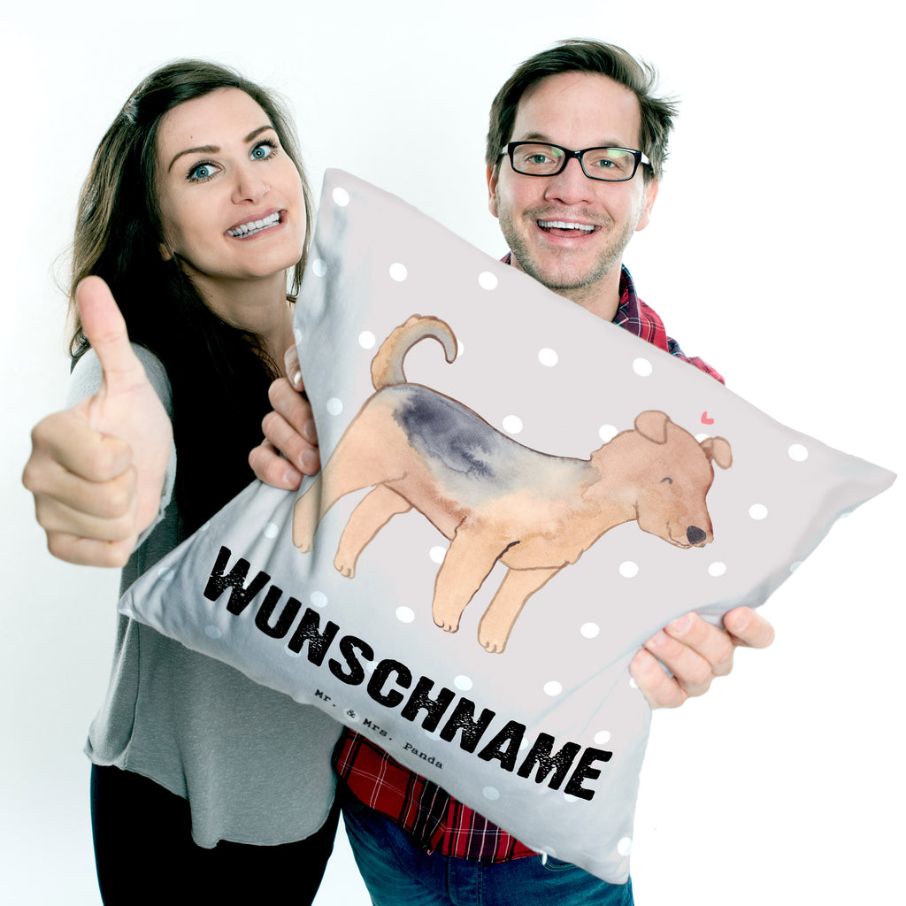Personalisiertes Kissen Airedale Terrier Lebensretter Kissen, personalisiert, Name, Wunschname, bedrucken, Kopfkissen, Hund, Hunderasse, Rassehund, Hundebesitzer, Geschenk, Tierfreund, Schenken, Welpe