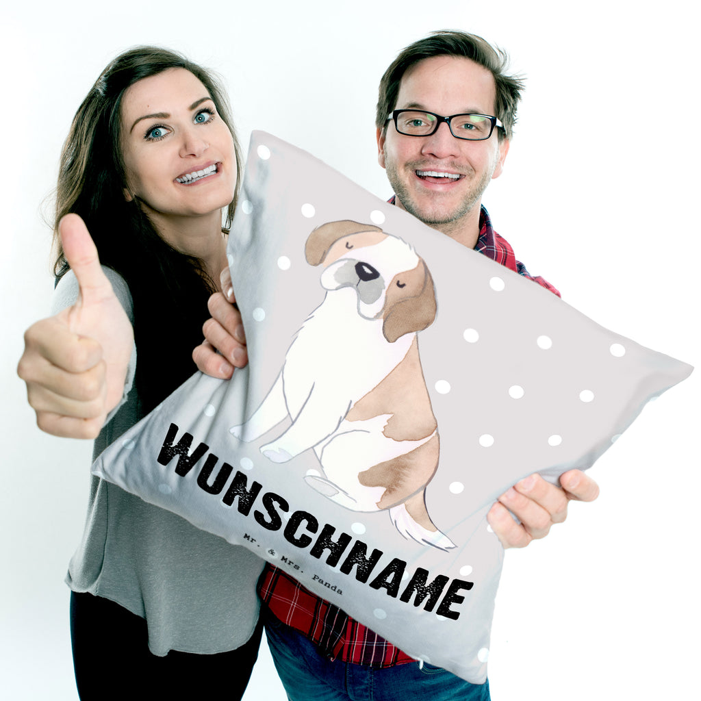Personalisiertes Kissen Saint Bernard Lebensretter Kissen, personalisiert, Name, Wunschname, bedrucken, Kopfkissen, Hund, Hunderasse, Rassehund, Hundebesitzer, Geschenk, Tierfreund, Schenken, Welpe, St. Bernhardshund, Chien du Saint-Bernard, Saint Bernard Dog, Perro San Bernardo, Saint Bernard