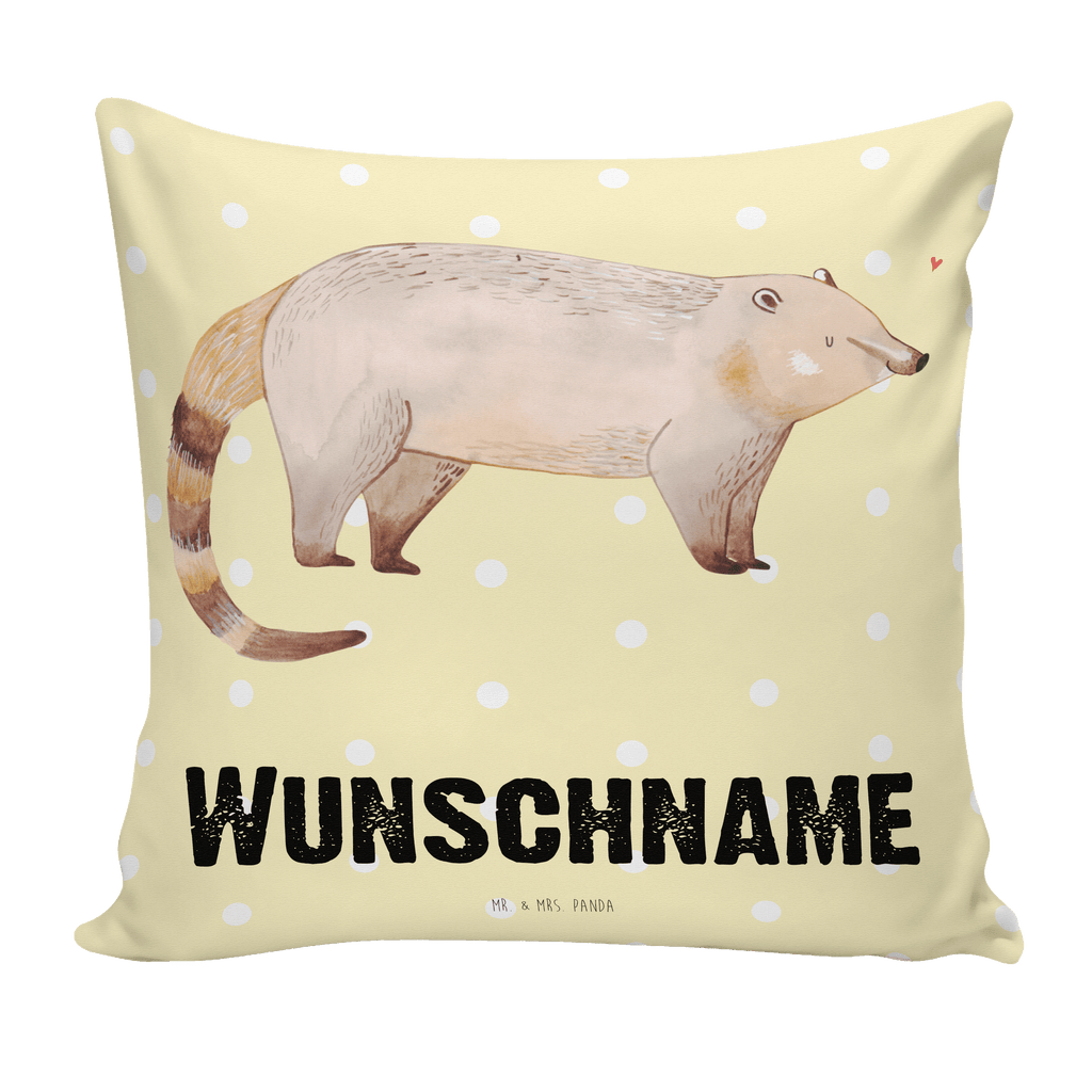 Personalisiertes Kissen Nasenbär Kissen, personalisiert, Name, Wunschname, bedrucken, Kopfkissen, süße Tiermotive, gute Laune, lustige Sprüche, Tiere, Nasenbär, Nasenbären, Rüsselbär, Bär
