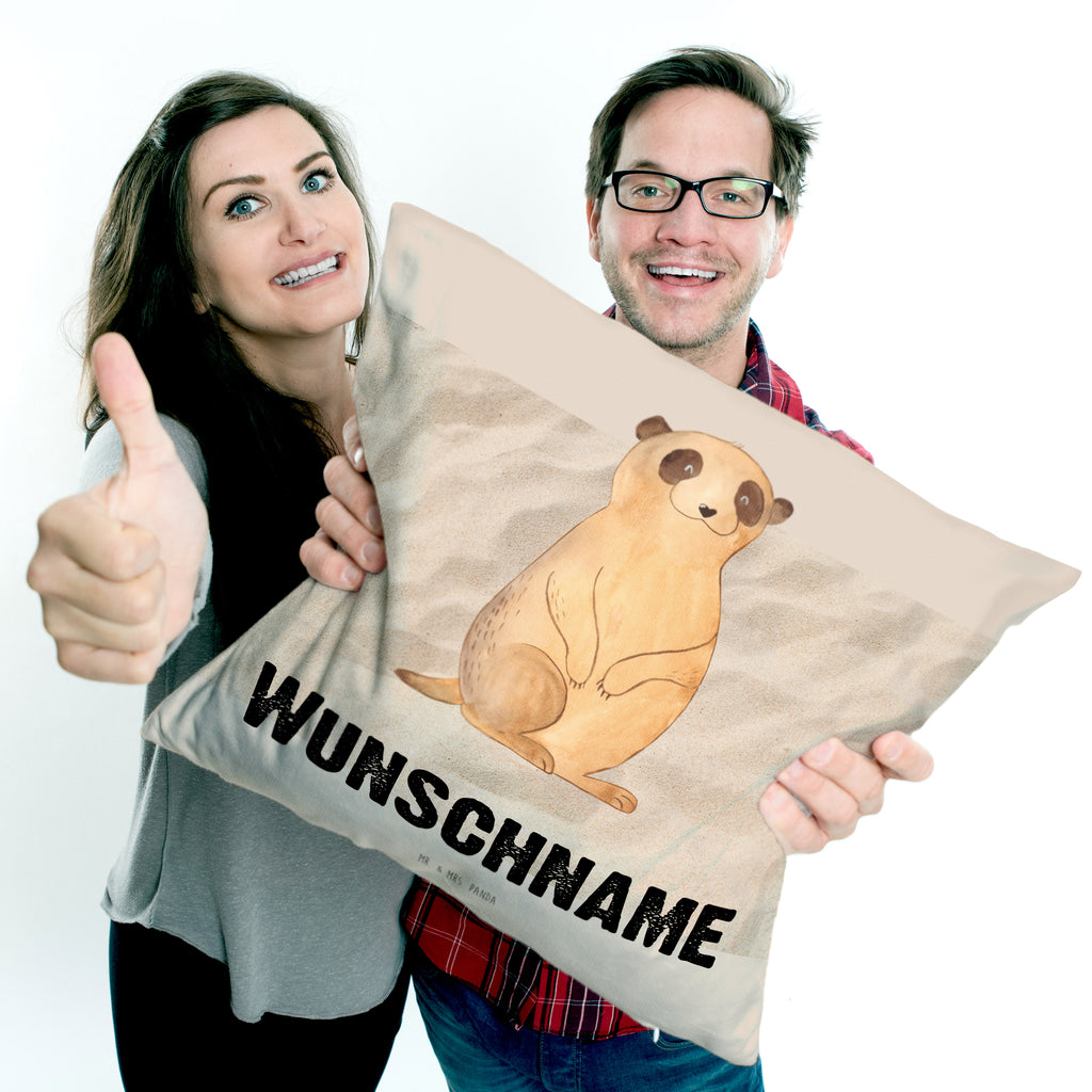Personalisiertes Kissen Erdmännchen Kissen, personalisiert, Name, Wunschname, bedrucken, Kopfkissen, Afrika, Wildtiere, Erdmännchen, Reisen, Spruch, Weltreise, Afrikareise, Roadtrip, Traveling