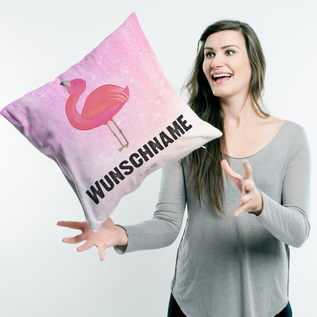 Personalisiertes Kissen Flamingo stolz Kissen, personalisiert, Name, Wunschname, bedrucken, Kopfkissen, Flamingo, stolz, Freude, Selbstliebe, Selbstakzeptanz, Freundin, beste Freundin, Tochter, Mama, Schwester