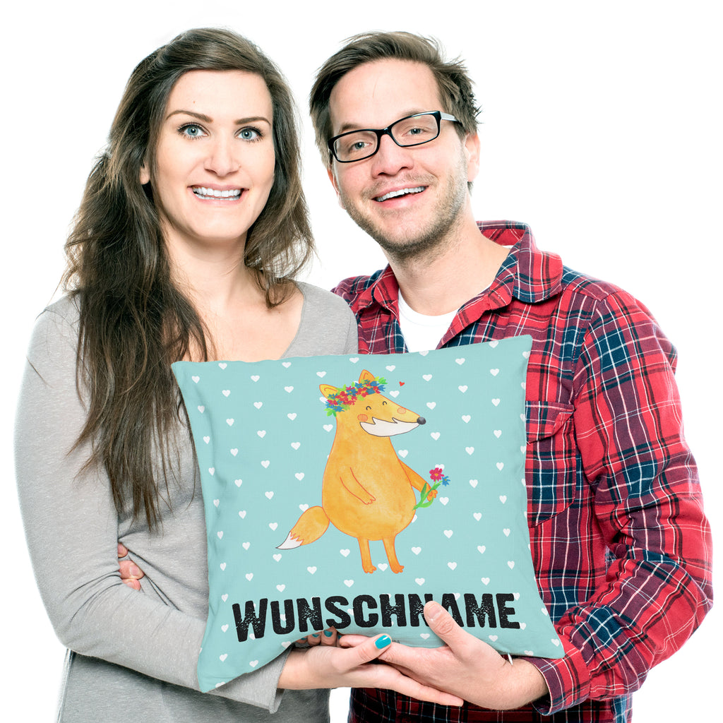 Personalisiertes Kissen Fuchs Blumenliebe Kissen, personalisiert, Name, Wunschname, bedrucken, Kopfkissen, Fuchs, Füchse, Fox, Liebe, Freundin, Fuchsmädchen, Blumenmädchen, Freundinnen, Liebesbeweis, Blume, Blumen, Motivation, Freude, ich, mich, Selbstliebe