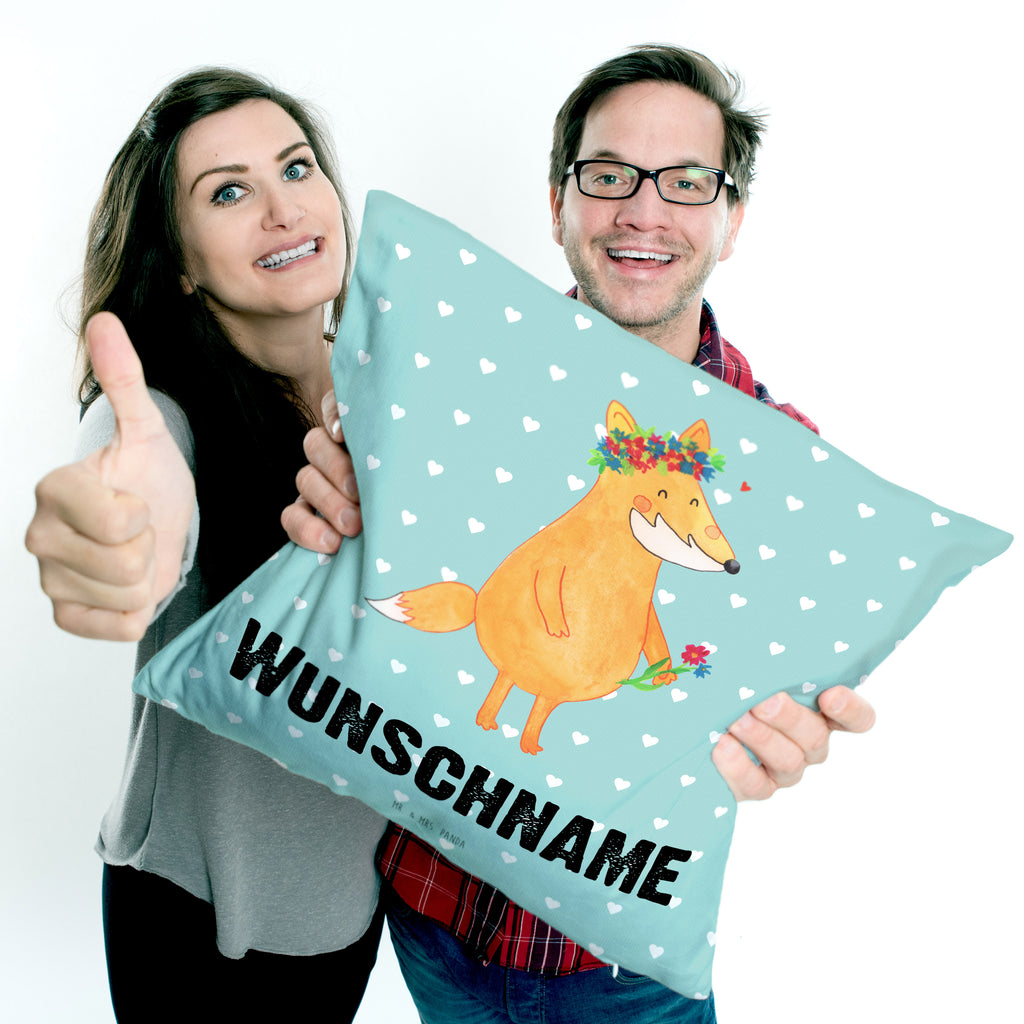 Personalisiertes Kissen Fuchs Blumenliebe Kissen, personalisiert, Name, Wunschname, bedrucken, Kopfkissen, Fuchs, Füchse, Fox, Liebe, Freundin, Fuchsmädchen, Blumenmädchen, Freundinnen, Liebesbeweis, Blume, Blumen, Motivation, Freude, ich, mich, Selbstliebe