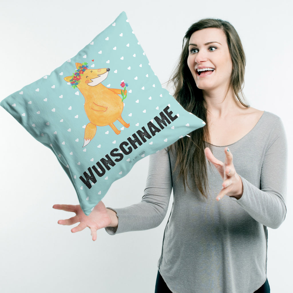 Personalisiertes Kissen Fuchs Blumenliebe Kissen, personalisiert, Name, Wunschname, bedrucken, Kopfkissen, Fuchs, Füchse, Fox, Liebe, Freundin, Fuchsmädchen, Blumenmädchen, Freundinnen, Liebesbeweis, Blume, Blumen, Motivation, Freude, ich, mich, Selbstliebe