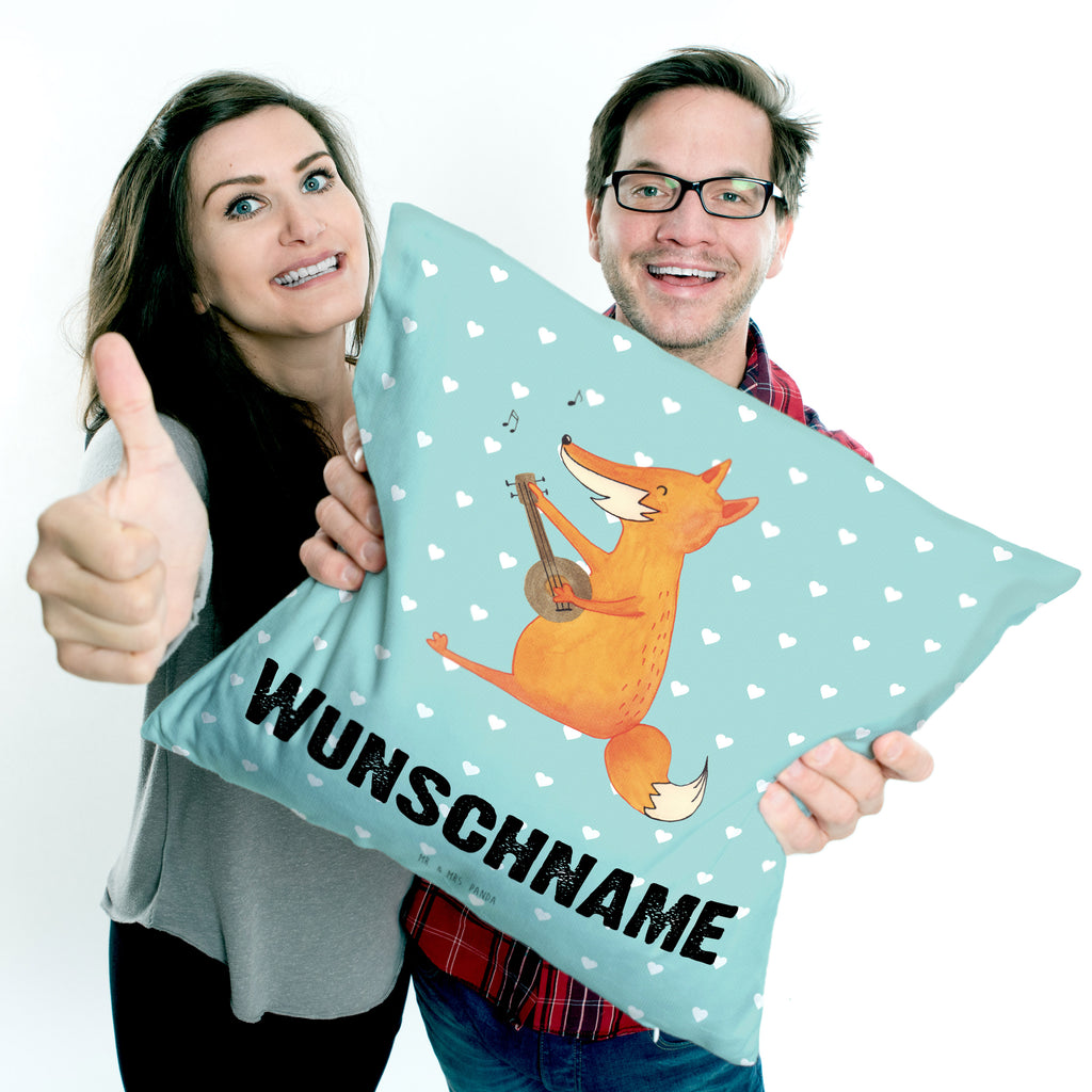 Personalisiertes Kissen Fuchs Gitarre Kissen, personalisiert, Name, Wunschname, bedrucken, Kopfkissen, Fuchs, Füchse, Geschenk Musiker, Musik Spruch, Musikerin, Sänger, Sängerin, Gitarre