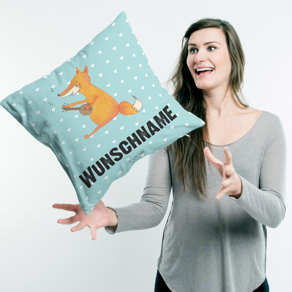 Personalisiertes Kissen Fuchs Gitarre Kissen, personalisiert, Name, Wunschname, bedrucken, Kopfkissen, Fuchs, Füchse, Geschenk Musiker, Musik Spruch, Musikerin, Sänger, Sängerin, Gitarre