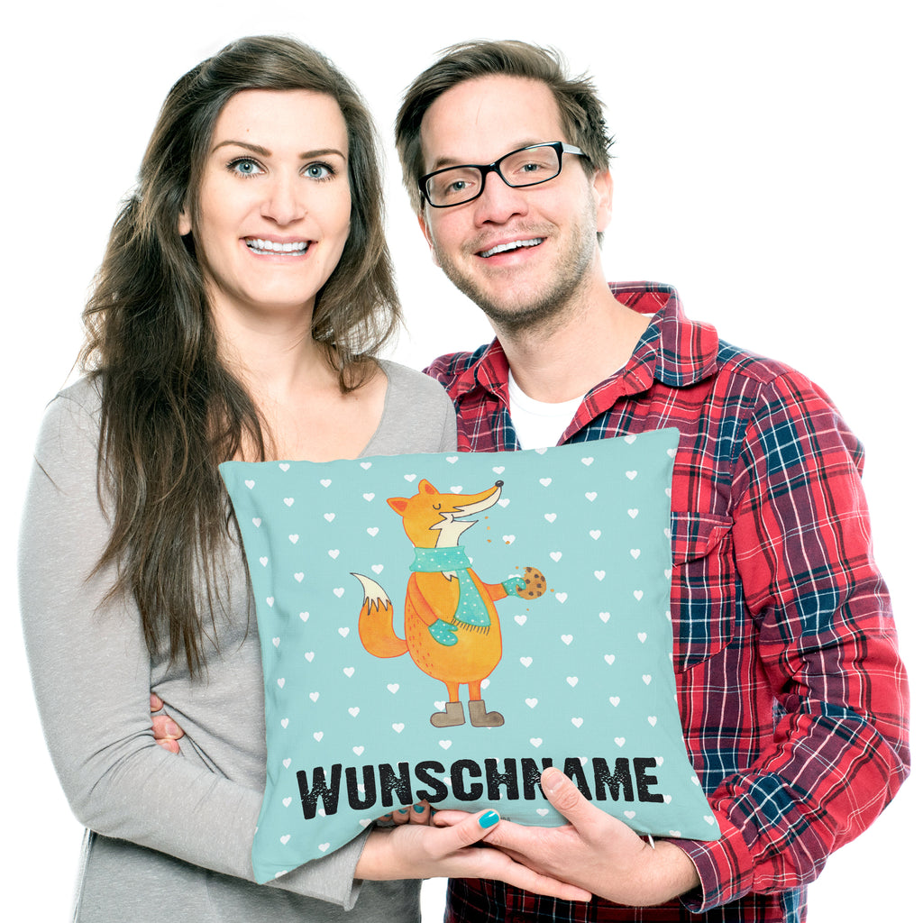 Personalisiertes Kissen Fuchs Keks Kissen, personalisiert, Name, Wunschname, bedrucken, Kopfkissen, Fuchs, Füchse, Backen Spruch, Kekse, Winter, Weihnachtszeit, Plätzchen, Liebe, Küche Deko