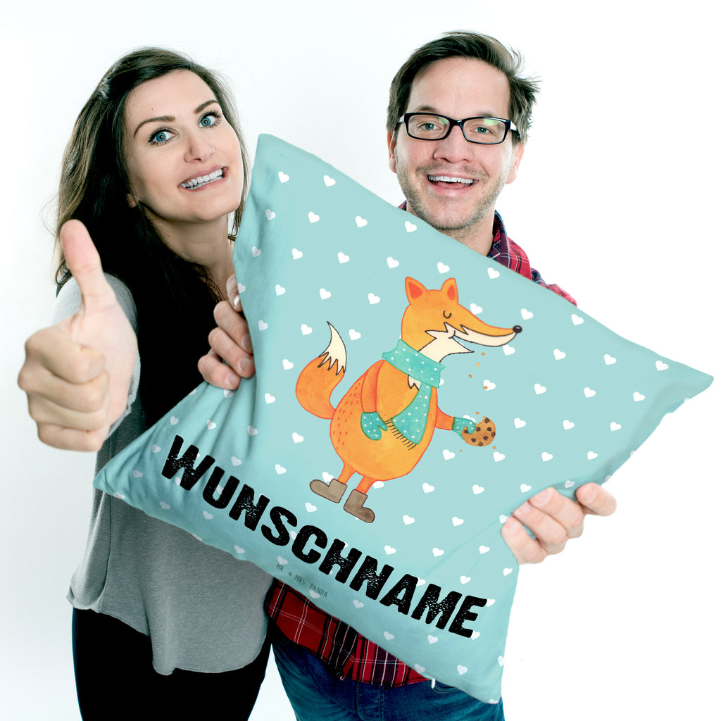 Personalisiertes Kissen Fuchs Keks Kissen, personalisiert, Name, Wunschname, bedrucken, Kopfkissen, Fuchs, Füchse, Backen Spruch, Kekse, Winter, Weihnachtszeit, Plätzchen, Liebe, Küche Deko