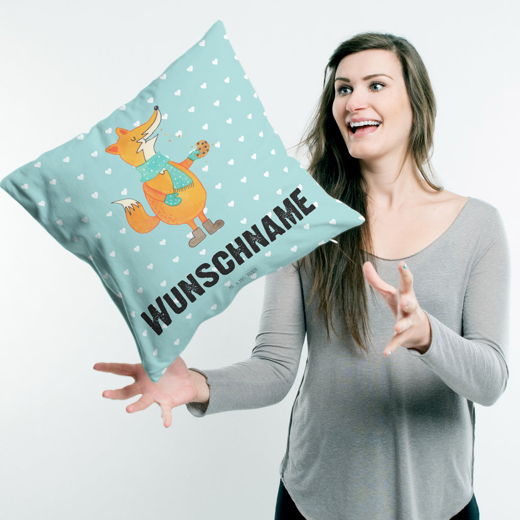 Personalisiertes Kissen Fuchs Keks Kissen, personalisiert, Name, Wunschname, bedrucken, Kopfkissen, Fuchs, Füchse, Backen Spruch, Kekse, Winter, Weihnachtszeit, Plätzchen, Liebe, Küche Deko