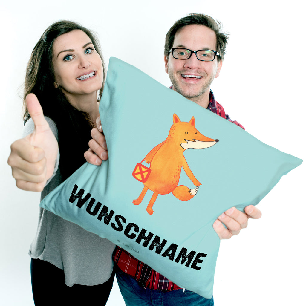 Personalisiertes Kissen Fuchs Laterne Kissen, personalisiert, Name, Wunschname, bedrucken, Kopfkissen, Fuchs, Füchse, Spruch trösten, Liebeskummer Spruch, Laterne, Sankt Martin, Laternenumzug, Aufmuntern, Cäsar Otto Hugo Flaischlen