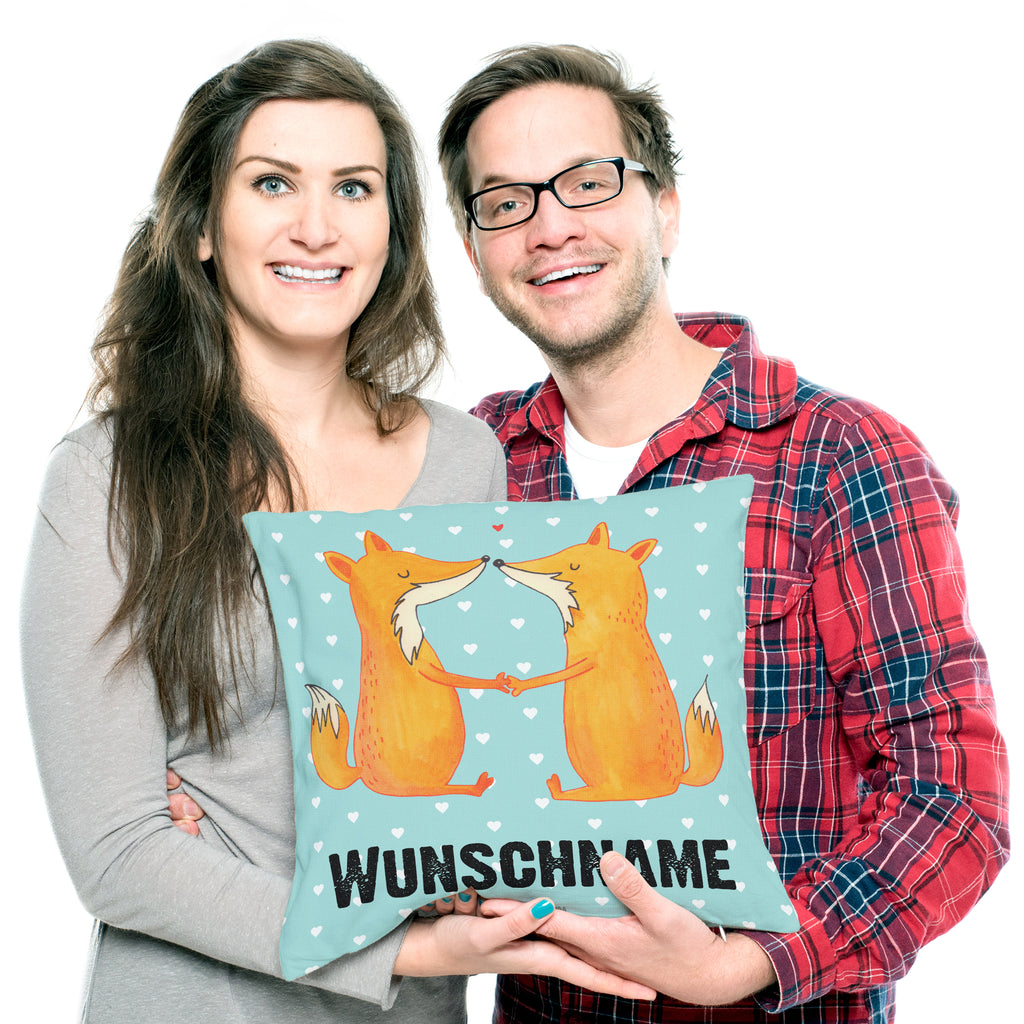 Personalisiertes Kissen Füchse Liebe Kissen, personalisiert, Name, Wunschname, bedrucken, Kopfkissen, Fuchs, Füchse, Fox, Liebe, Liebespaar, Paar, Partner, Freundin, Freund, Ehe, Verlobte, Ehemann, Ehefrau, Liebesbeweis