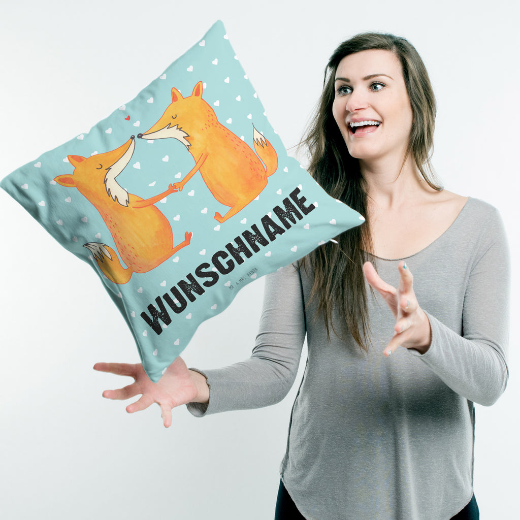 Personalisiertes Kissen Füchse Liebe Kissen, personalisiert, Name, Wunschname, bedrucken, Kopfkissen, Fuchs, Füchse, Fox, Liebe, Liebespaar, Paar, Partner, Freundin, Freund, Ehe, Verlobte, Ehemann, Ehefrau, Liebesbeweis