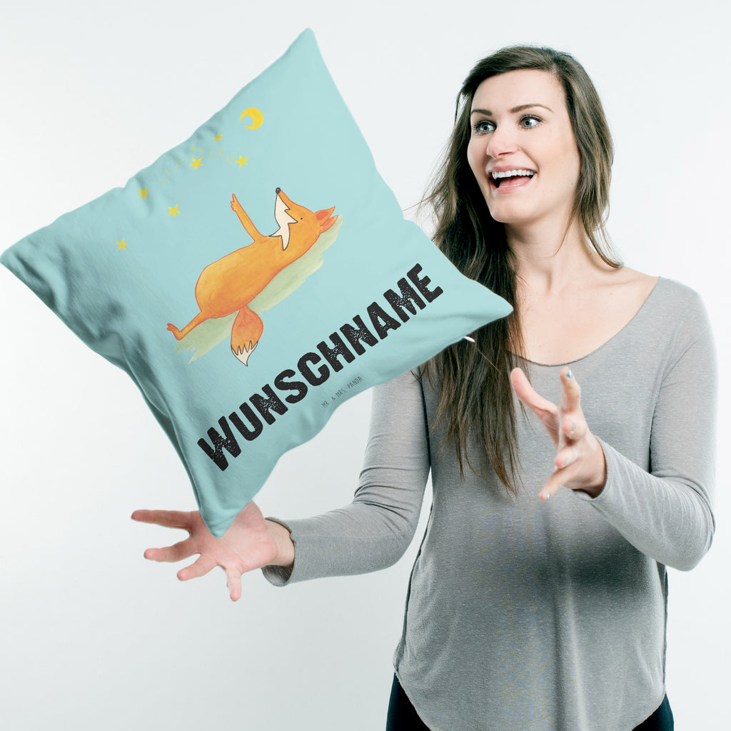 Personalisiertes Kissen Fuchs Sterne Kissen, personalisiert, Name, Wunschname, bedrucken, Kopfkissen, Fuchs, Füchse, tröstende Worte, Spruch positiv, Spruch schön, Romantik, Always Look on the Bright Side of Life