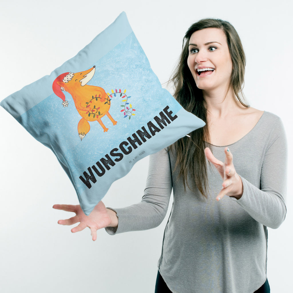 Personalisiertes Kissen Fuchs Weihnachten Kissen, personalisiert, Name, Wunschname, bedrucken, Kopfkissen, Winter, Weihnachten, Weihnachtsdeko, Nikolaus, Advent, Heiligabend, Wintermotiv, Fuchs, Füchse, Spruch schön, Geschenk Weihnachten, Weihnachtsmann, Weihnachtszeit