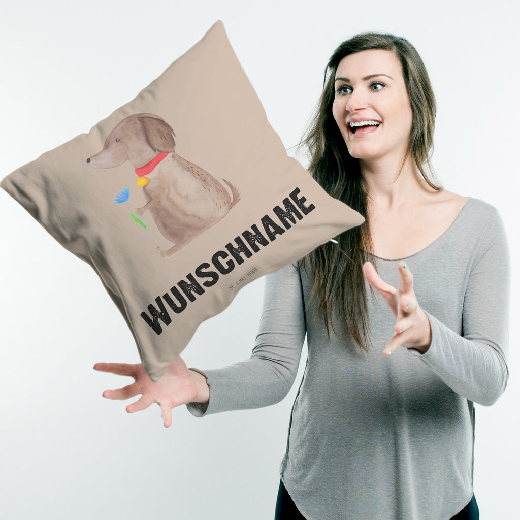 Personalisiertes Kissen Hund Blume Kissen, personalisiert, Name, Wunschname, bedrucken, Kopfkissen, Hund, Hundemotiv, Haustier, Hunderasse, Tierliebhaber, Hundebesitzer, Sprüche, Hunde, Frauchen, Hundeliebe