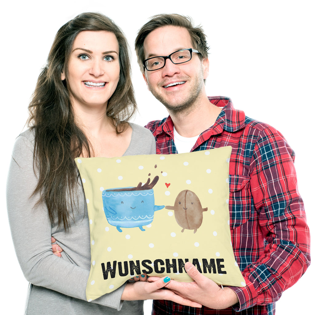 Personalisiertes Kissen Kaffee Bohne Kissen, personalisiert, Name, Wunschname, bedrucken, Kopfkissen, süße Tiermotive, gute Laune, lustige Sprüche, Tiere, Kaffee, Kaffeebohne, Genuss, Zufriedenheit, Glück
