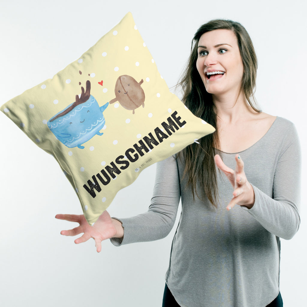 Personalisiertes Kissen Kaffee Bohne Kissen, personalisiert, Name, Wunschname, bedrucken, Kopfkissen, süße Tiermotive, gute Laune, lustige Sprüche, Tiere, Kaffee, Kaffeebohne, Genuss, Zufriedenheit, Glück