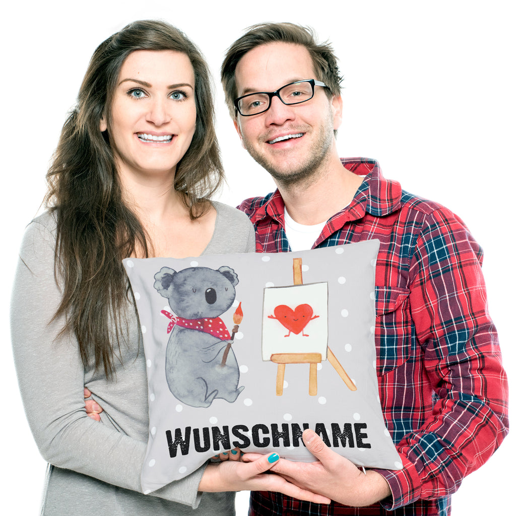 Personalisiertes Kissen Koala Künstler Kissen, personalisiert, Name, Wunschname, bedrucken, Kopfkissen, Koala, Koalabär, Liebe, Liebensbeweis, Liebesgeschenk, Gefühle, Künstler, zeichnen