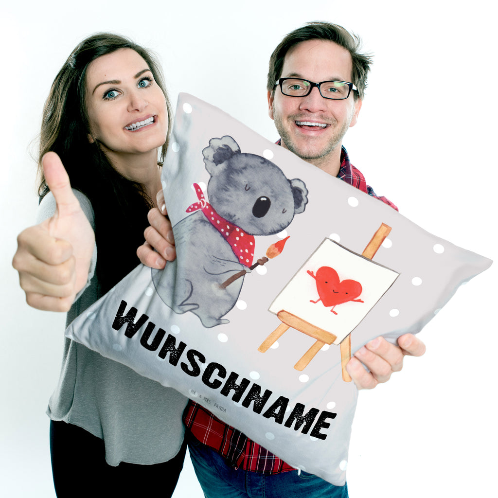 Personalisiertes Kissen Koala Künstler Kissen, personalisiert, Name, Wunschname, bedrucken, Kopfkissen, Koala, Koalabär, Liebe, Liebensbeweis, Liebesgeschenk, Gefühle, Künstler, zeichnen