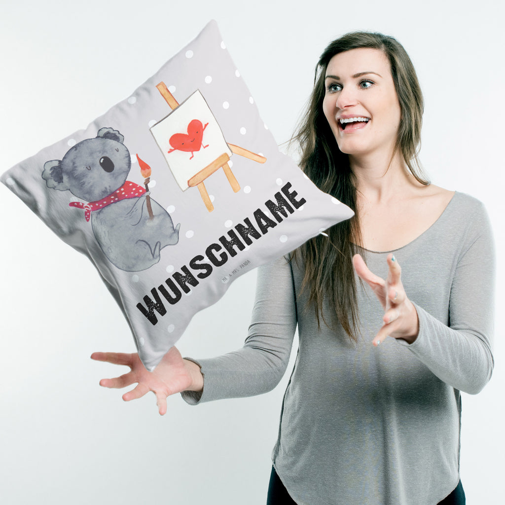 Personalisiertes Kissen Koala Künstler Kissen, personalisiert, Name, Wunschname, bedrucken, Kopfkissen, Koala, Koalabär, Liebe, Liebensbeweis, Liebesgeschenk, Gefühle, Künstler, zeichnen