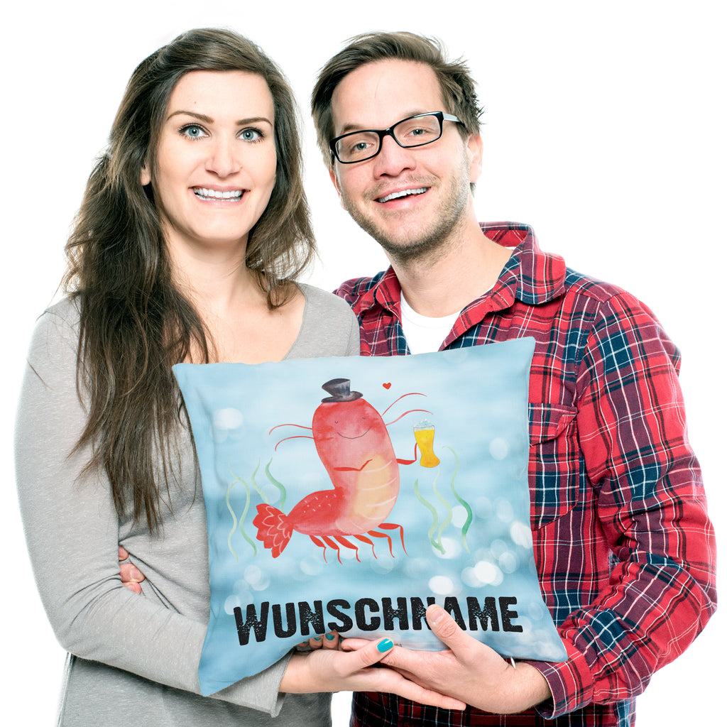 Personalisiertes Kissen Hummer mit Weizen Kissen, personalisiert, Name, Wunschname, bedrucken, Kopfkissen, Meerestiere, Meer, Urlaub, Garnele, Garnelen, Bier, Kochen, Männerhaushalt, Junggeselle, Junggesellin, Bierliebhaber, Kneipe, Gasthaus, Wirtschaft